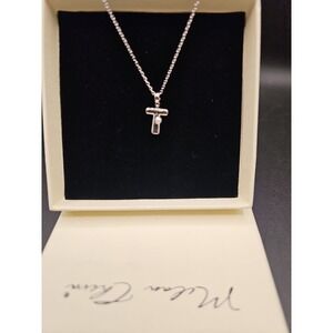 Milan Chiva "T" Silver Necklace With Pearl